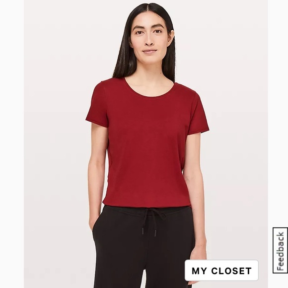 Lululemon Love Crew Short Sleeve T-Shirt. Color: Dark Red Sport - Picture 1 of 4